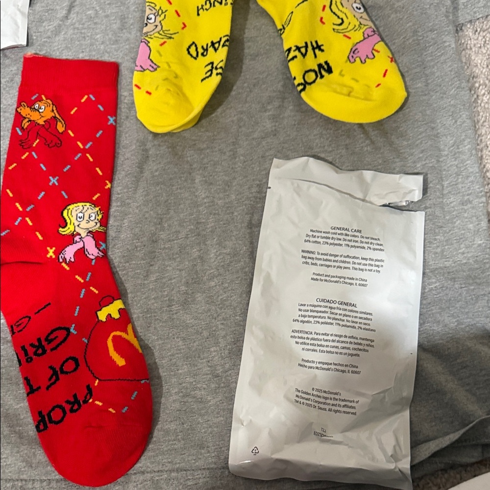 McDonald's The Grinch Meal Socks - Red and Yellow - Picture 7 of 8